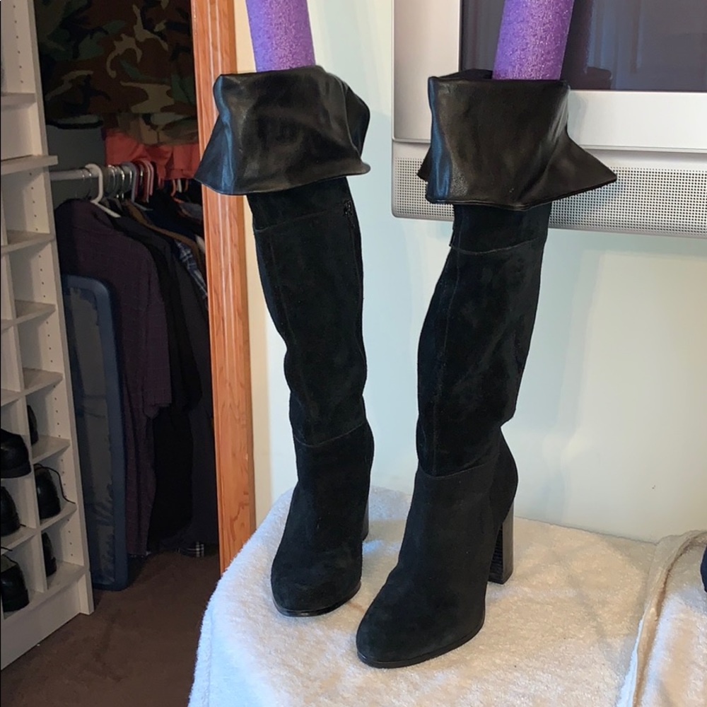 Knee High Black Leather Boots